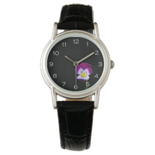 Violet Flower White Numbers Womens cn Watch