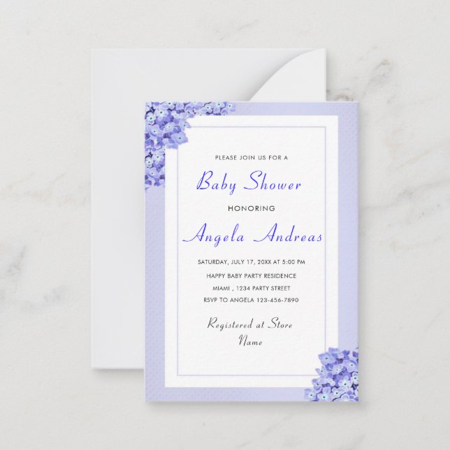 Violet Flowers Baby Boy Shower Invitation Template (Front)