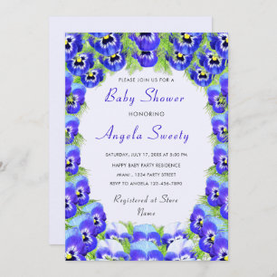 Violet Flowers Baby Shower Invitation