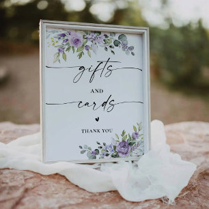 Violet Flowers Bridal Shower Gifts And Cards Sign