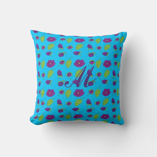 Violet flowers foliage pattern design Throw Pillow (Front)