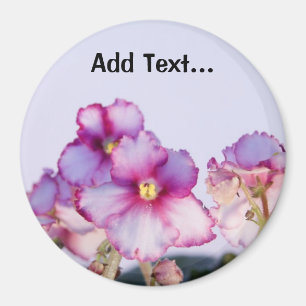 Violet Flowers Large, 3 Inch Round Magnet
