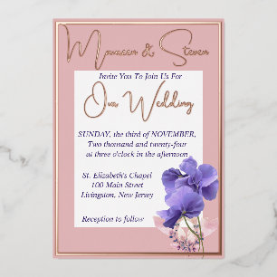 Violet Flowers on Dusty Rose and White Wedding