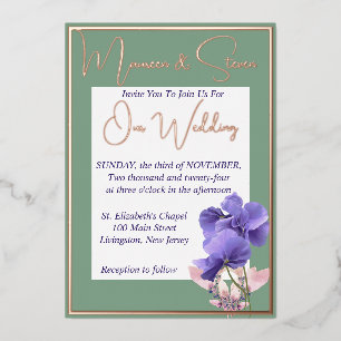Violet Flowers on Green & White Wedding