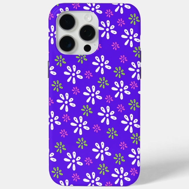 Violet Flowers Pattern iPhone 15 Pro Max Case (Back)