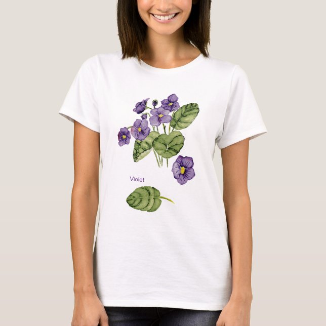 violet flowers purple watercolor T-Shirt (Front)