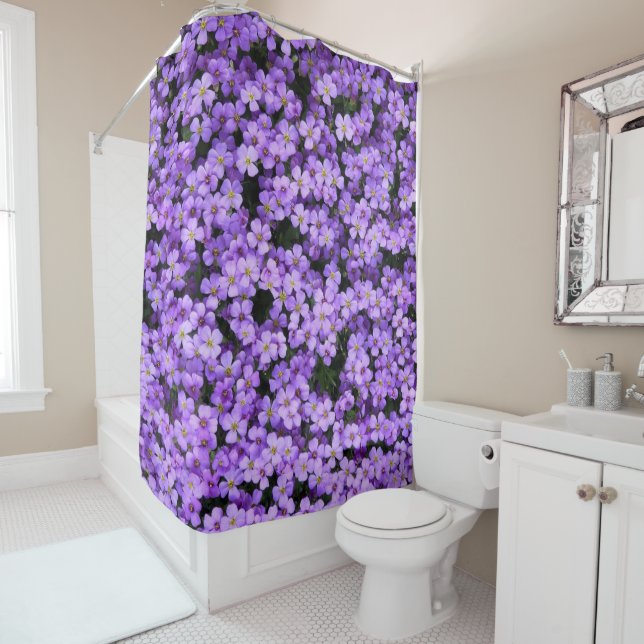 Violet Flowers Shower Curtain Violets Spring (In Situ)