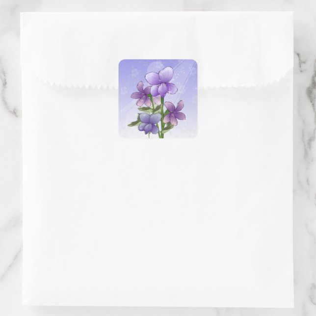 Violet flowers thank you stickers (Bag)