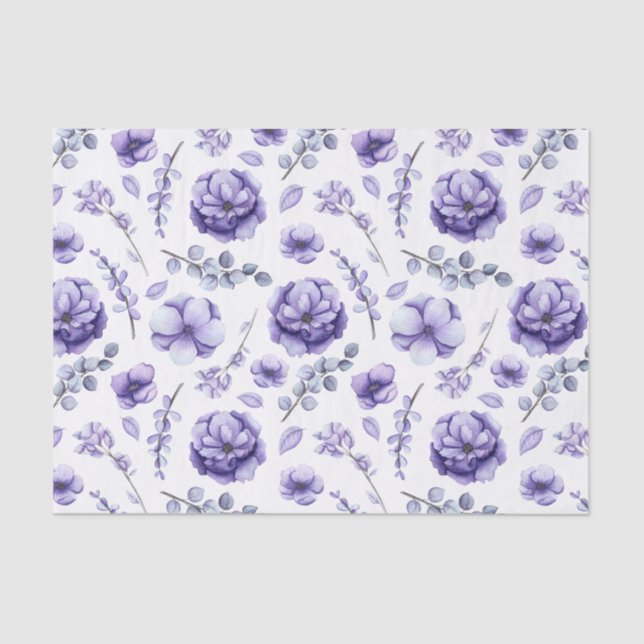 Violet Flowers Tissue Paper (Front)