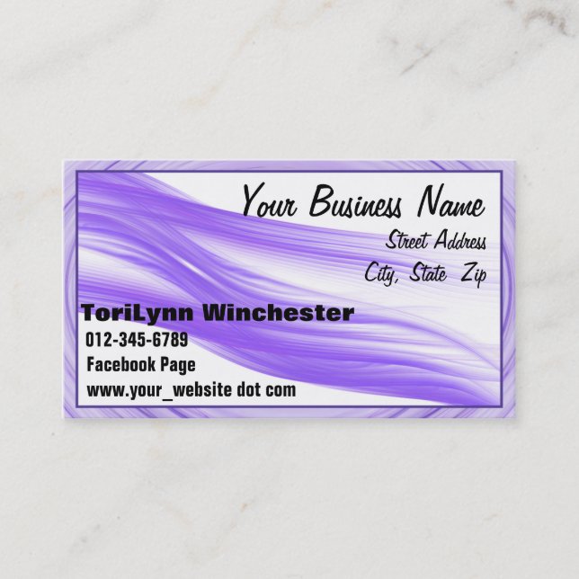 Violet Flowing Streaks and Spiral Border Appointment Card (Front)