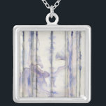 Violet Free Expression Watercolor Silver Plated Necklace<br><div class="desc">This amazing free expression work by Jennifer Goldberger is a violet watercolor full of life. Black lines run vertically in the piece,  and violet drops extend out from them like waves in a lake. A wonderful print that would go well on a number of Zazzle products. Order yours today!</div>