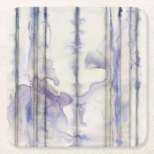 Violet Free Expression Watercolor Square Paper Coaster (Front)