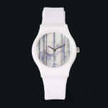 Violet Free Expression Watercolor Watch<br><div class="desc">This amazing free expression work by Jennifer Goldberger is a violet watercolor full of life. Black lines run vertically in the piece,  and violet drops extend out from them like waves in a lake. A wonderful print that would go well on a number of Zazzle products. Order yours today!</div>