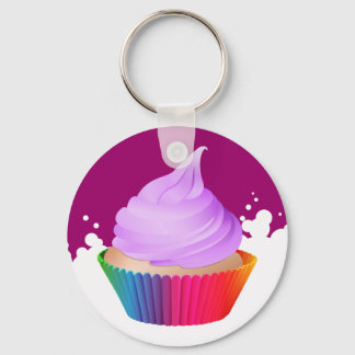 Violet Frosting Vanilla Cupcake Rainbow Baking Cup Key Ring