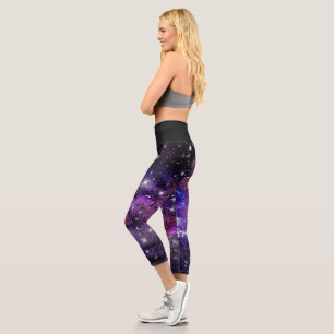Violet Galaxy Milky Way With Planet Capri Leggings