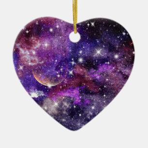 Violet Galaxy Milky Way With Planet Ceramic Tree Decoration