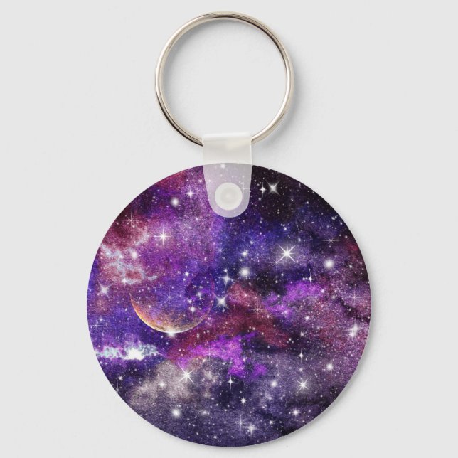 Violet Galaxy Milky Way With Planet Key Ring (Front)