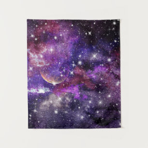 Violet Galaxy Milky Way With Planet Tapestry