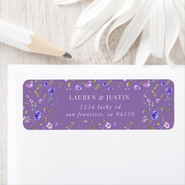 violet garden elegant floral Return Address Label (Insitu)
