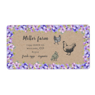 violet garden floral rustic script egg carton