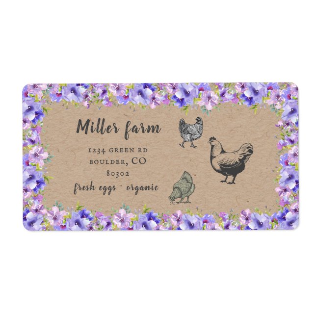 violet garden floral rustic script egg carton (Front)