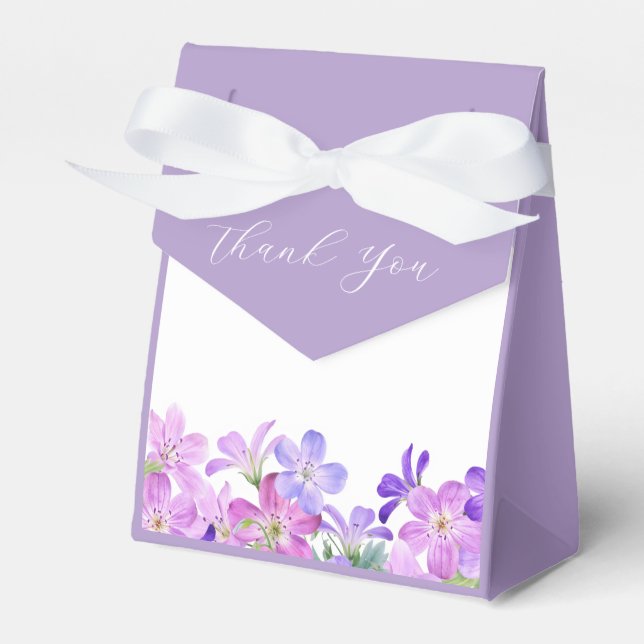 Violet Geranium Floral Bridal Shower  Favour Box (Front Side)