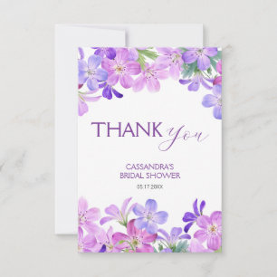 Violet Geranium Floral Bridal Shower Thank You Card