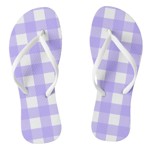 Violet Gingham Flip Flops (Footbed)