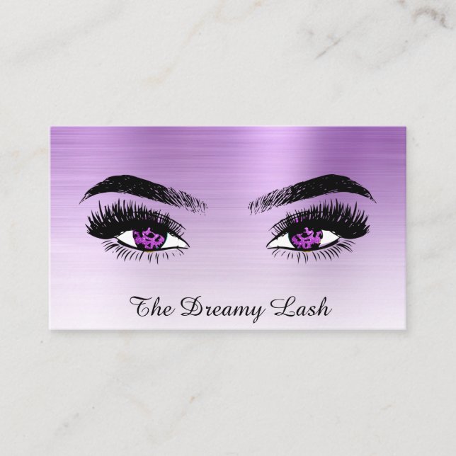 *~* VIOLET Glitter Lashes QR Brows Extensions Business Card (Front)