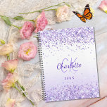 Violet glitter name monogrammed 2024 planner<br><div class="desc">Violet and white gradient background decorated with violet faux glitter,  sparkles.  Personalise and add your first name,  monogram initials and year.</div>