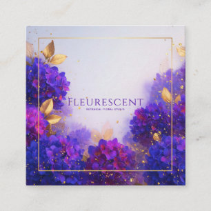 Violet Gold Floral Geometric Frame Elegant Square Business Card