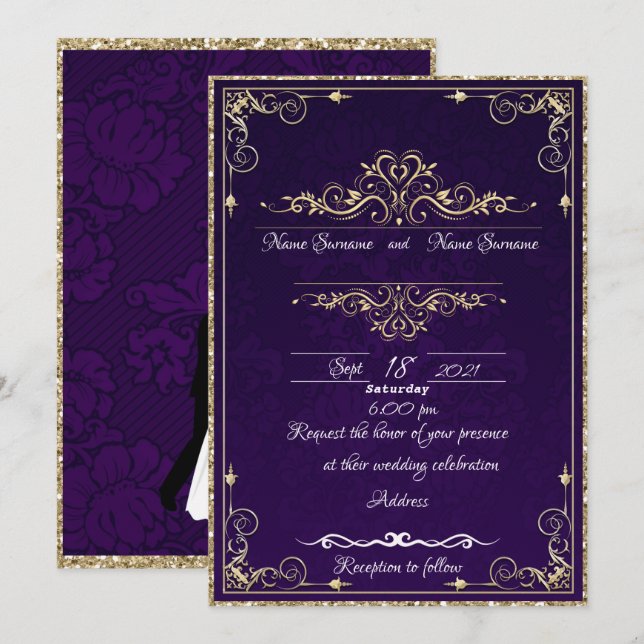 Violet-gold Invitation (Front/Back)