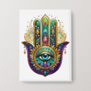 Violet Green Gold Petals Hamsa Turquoise Third Eye