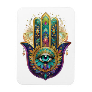 Violet Green Gold Petals Hamsa Turquoise Third Eye Magnet