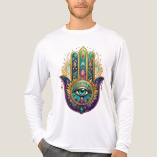 Violet Green Gold Petals Hamsa Turquoise Third Eye Tri-Blend Shirt