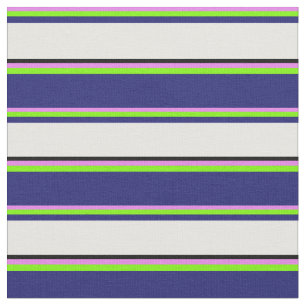 Violet, Green, Midnight Blue, White & Black Lines Fabric