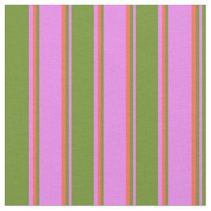 Violet, Green & Red Colored Striped/Lined Pattern Fabric