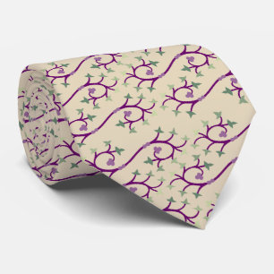 Violet & Green Vine Design Tie