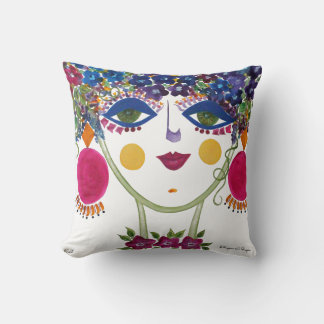 Violet - Gypsy Garden Girl Cotton Pillow