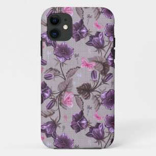 violet hand bells and pink butterflies pattern Case-Mate iPhone case