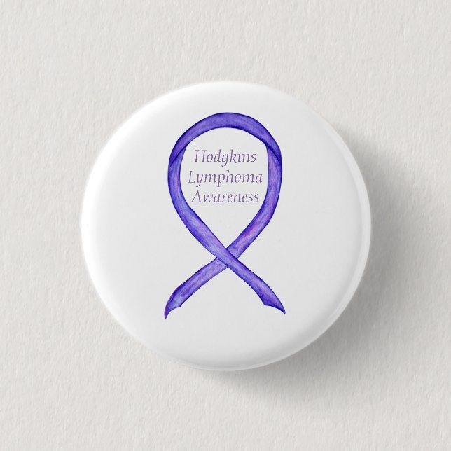 Violet Hodgkins Lymphoma Awareness Ribbon Button (Front)
