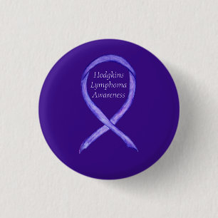Violet Hodgkins Lymphoma Awareness Ribbon Buttons