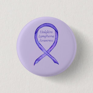Violet Hodgkins Lymphoma Awareness Ribbon Buttons