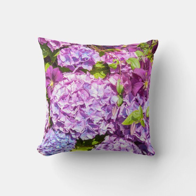 Violet hydrangea,  garden pillow (Front)