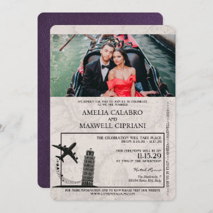 Violet Italy Passport Wedding Invitation
