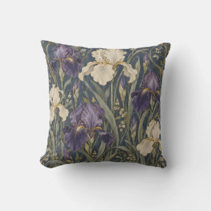 Violet Ivory Iris Art Nouveau Cushion