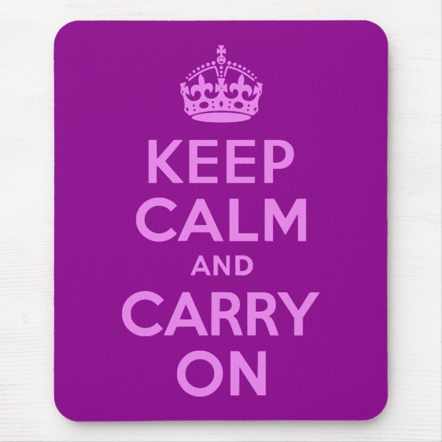 Violet Keep Calm and Carry On Mouse Pad (Front)