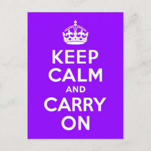 Violet Keep Calm and Carry On Postcard