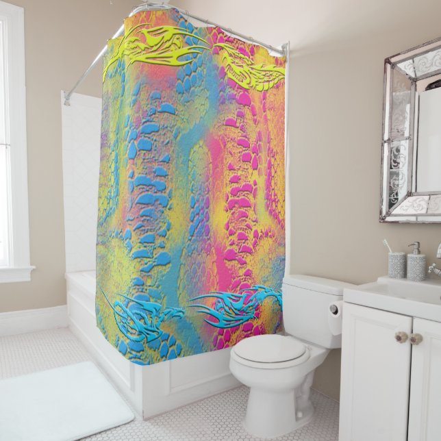 VIOLET LACE -  Digital - Fractal Art - Shower Curtain (In Situ)