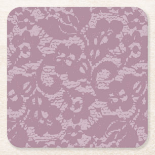 Violet lace square paper coaster